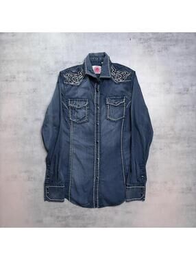 Y2K Platini Jeans Cougar Grunge Long Sleeve Button Up Shirt